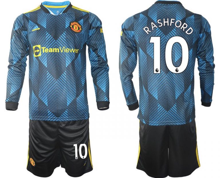 Manchester United Ausweichtrikot 2021/22 Langarm Trikotsatz mit Aufdruck RASHFORD 10