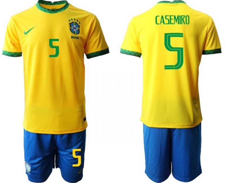 Offizielle Trikots Brasilien Nationalmannschafts 21/22 Heimtrikot gelb mit Aufdruck CASEMIRO 5