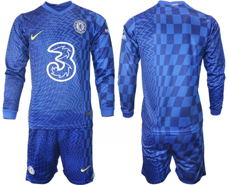 Personalisierbar Trikotsatz Chelsea FC Stadium Heimtrikot 2022 Langarm