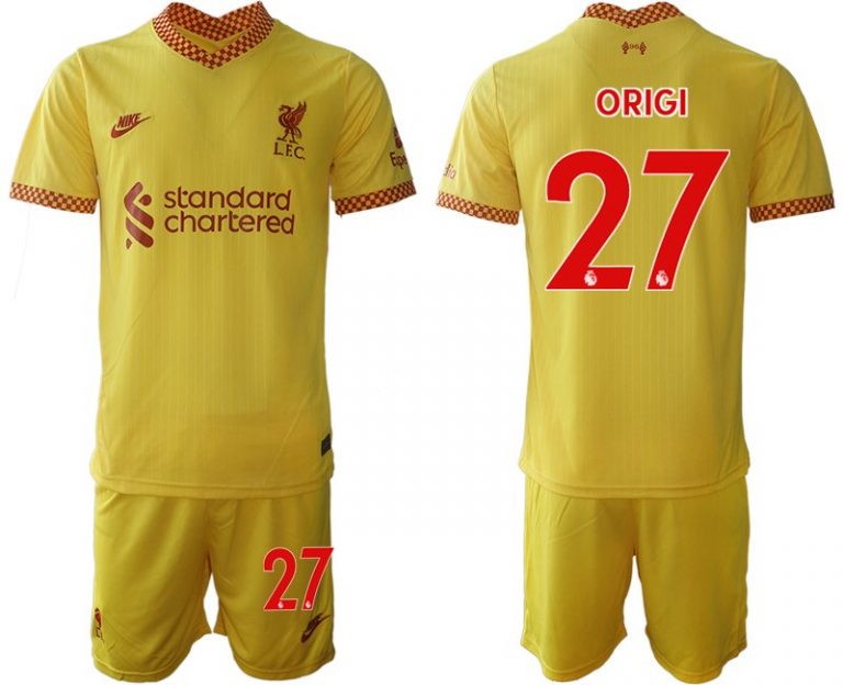 Personalisierbar Trikotsatz Liverpool FC Ausweichtrikot 2021/22 gelb-rot ORIGI 27