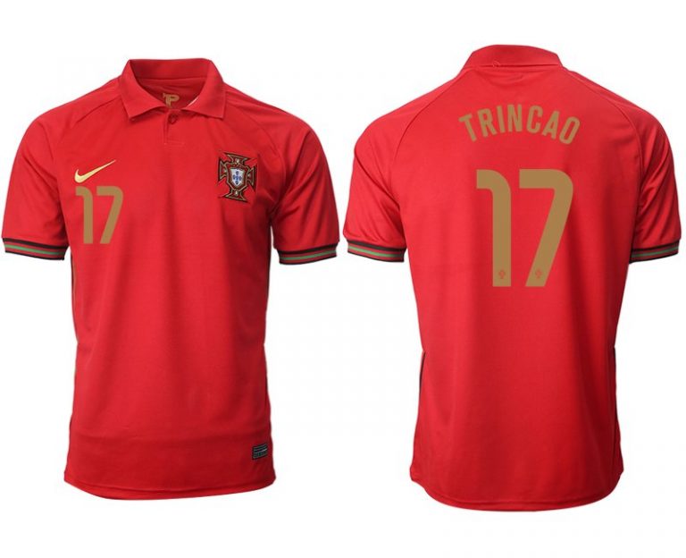 Portugal EURO Vapor Match 2020/21 Heimtrikot Herren rot/gold mit Aufdruck TRINCAO 17