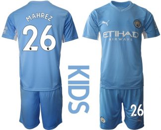 Trikot Manchester City 2022 Heim Trikots für Kinder mit Aufdruck Mahrez 26