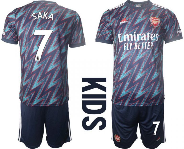 Trikotsatz FC Arsenal Ausweichtrikot 2021-22 für Kinder mit Aufdruck SAKA 7