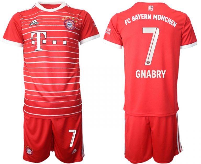 FC Bayern München 2022-23 Heimtrikot Gnabry 7 Trikotsatz Kurzarm + Kurze Hosen