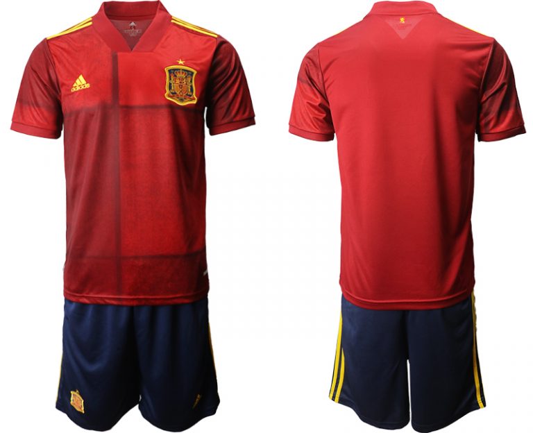 Günstige Spanien Heimtrikot Home EM 2022 Rot Kurzarm + Kurze Hosen