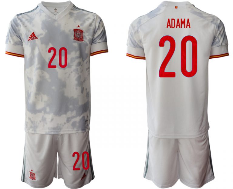 Günstige Spanien Trikot Away EM 2021 Weiss Kurzarm + Kurze Hosen ADAMA 20