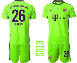 Bayern Munich Torwart Kindertrikot für draußen Grün Kurzarm Trikotsatz ULREICH 26