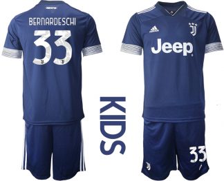 BERNARDESCHI #33 Juventus Turin 20/21 Kinder Auswärtstrikot blau Trikotsatz Kurzarm + Kurze Hosen