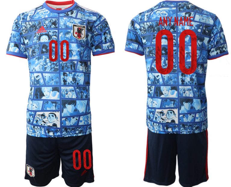 Fantastisches Japan 2022 Heimtrikot Trikotsatz Blau Kurzarm + Kurze Hosen Günstige