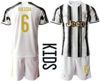 Günstige Fussballtrikot Juventus Turin 2020-2021 Auswärtstrikot weiß/schwarz Kinder KHEDIRA #6