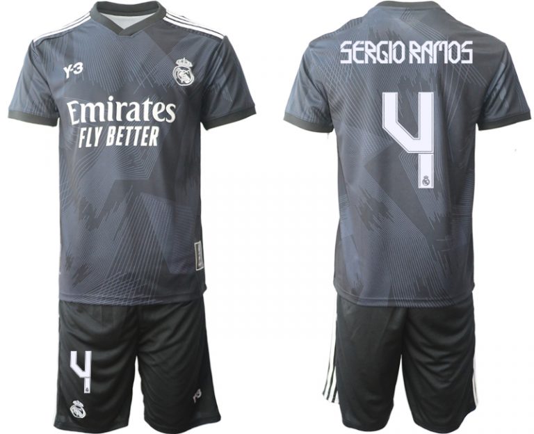 Herren Y-3 Real Madrid Viertes Fußballtrikot schwarz für die Saison 2021-2022 SERGIO RAMOS 4