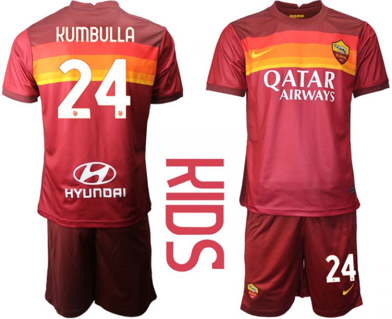 Kinder Fussball Trikot AS Roma 2020-21 Heim Trikotsatz Kurzarm KUMBULLA 24