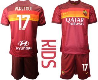 VERETOUT 17 Fussball Trikot AS Roma 2020-21 Heim Trikotsatz Kurzarm Für Kinder