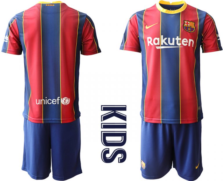 FC Barcelona Kinderheim Trikot 2020/21 Trikotsatz Kurzarm Rot Blau FußballTrikots