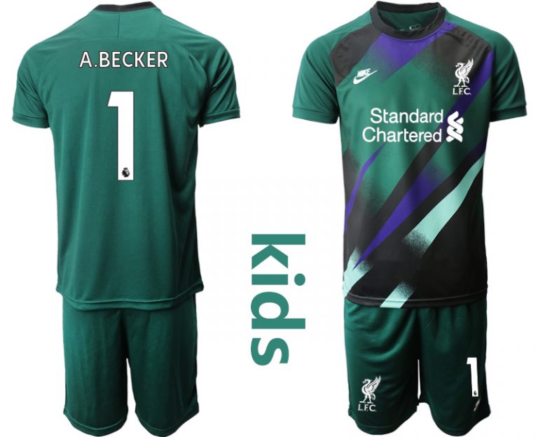 FC Liverpool Torwarttrikot 2020-2021 Dunkelgrün Kindertrikot A.BECKER 1