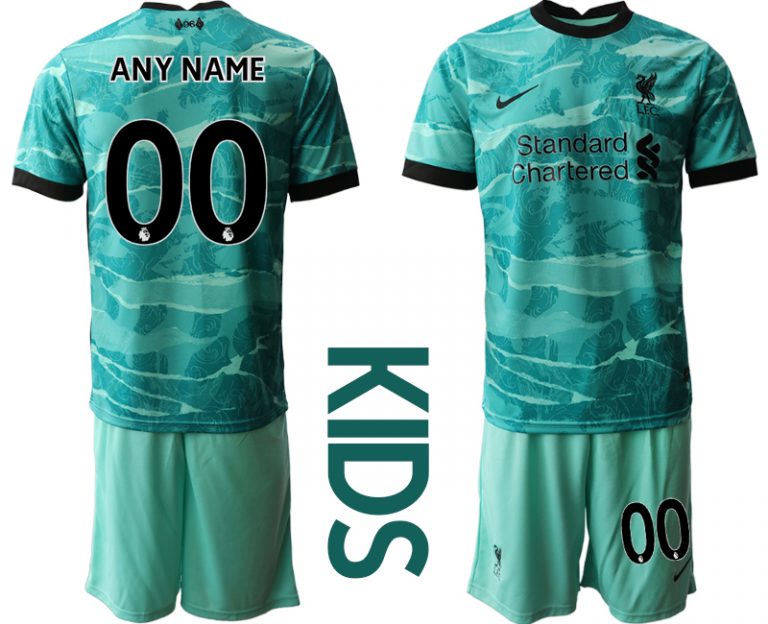 Kinder FC Liverpool Torwarttrikot blau Trikotsatz Kurzarm + Kurze Hosen Günstige Fußballtrikots