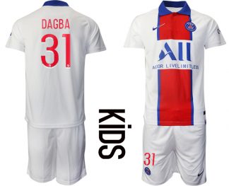 Kinder Paris Saint Germain PSG Auswärtstrikot 2020-21 weiß rot blau Trikotsatz DAGBA #31