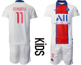 Kinder Paris Saint Germain PSG Auswärtstrikot 2020-21 weiß rot blau Trikotsatz Di MARiA #11