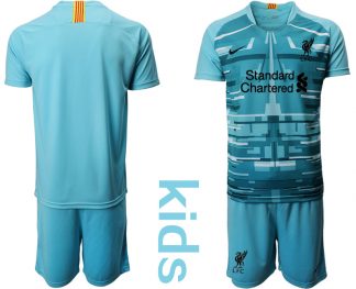 Kindertrikot FC Liverpool Torwarttrikot 2020/21 Blau Trikotsatz Kurzarm + Kurze Hosen