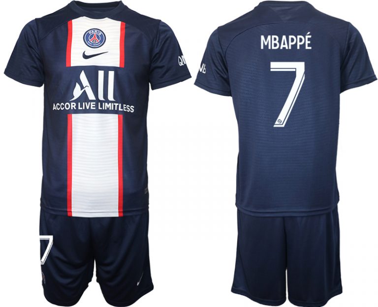 Neue Fußballtrikots Paris Saint Germain Heimtrikot 2022/23 PSG blau MBAPPÉ 7