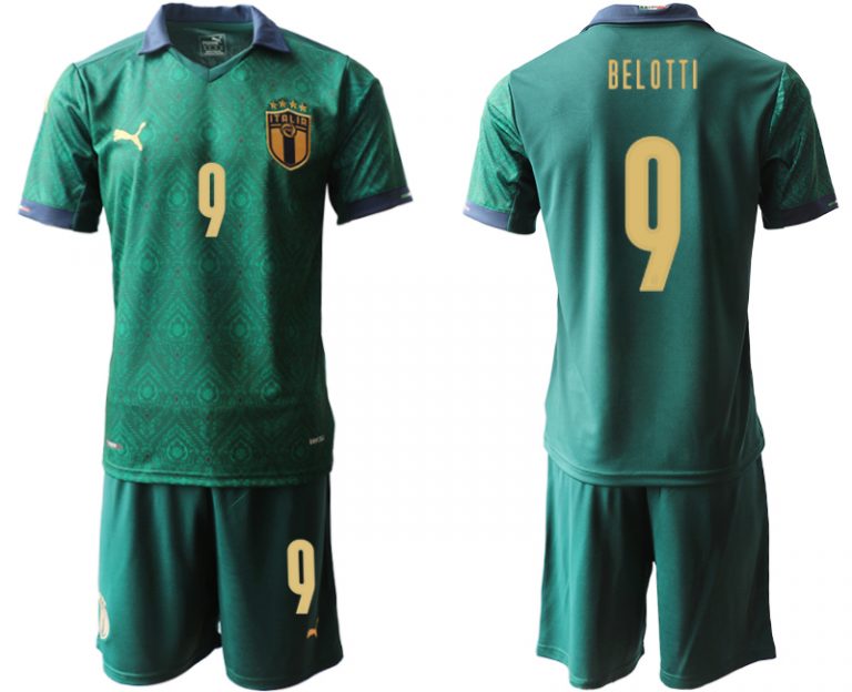 Günstig Italien 2020 Ausweichtrikot Grün Kurzarm + Kurze Hosen BELOTTI 9