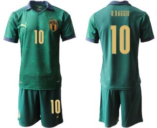 Günstig Italien 2020 Ausweichtrikot Grün Kurzarm + Kurze Hosen R.BAGGIO 10