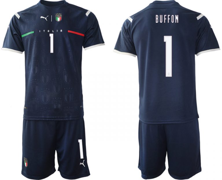 Italien EURO 2020 Torwarttrikot Blau Günstige Fußballtrikots Kaufen BUFFON #1