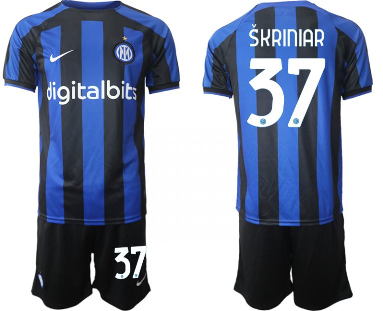 Neues Inter Mailand 2022-2023 Heimtrikot Blau für Herren Trikotsatz Škriniar 37