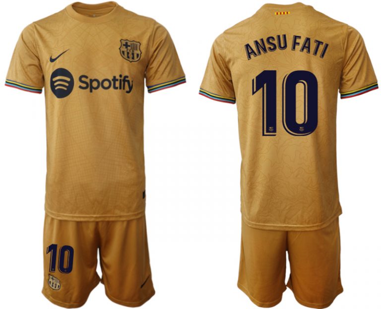 FC Barcelona 2022-23 Auswärtstrikot goldene Away Shirt für Herren ANSU FATI 10