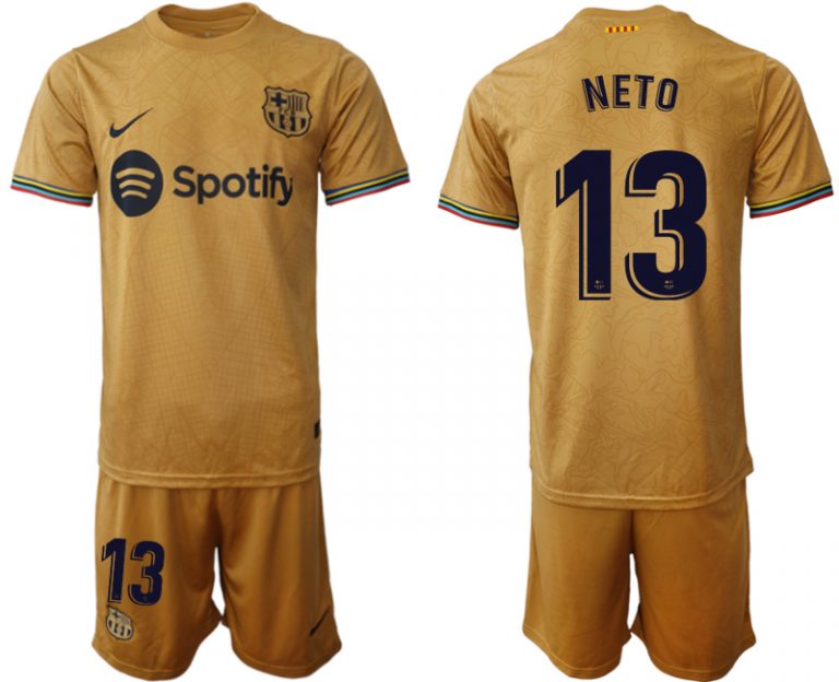 FC Barcelona 2022-23 Auswärtstrikot goldene Away Shirt für Herren NETO 13