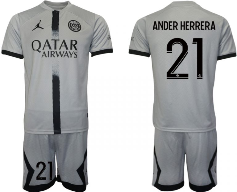 Fußballtrikot für Herren Paris Saint-Germain 22-23 Auswärtstrikot Graue ANDER HERRERA 21