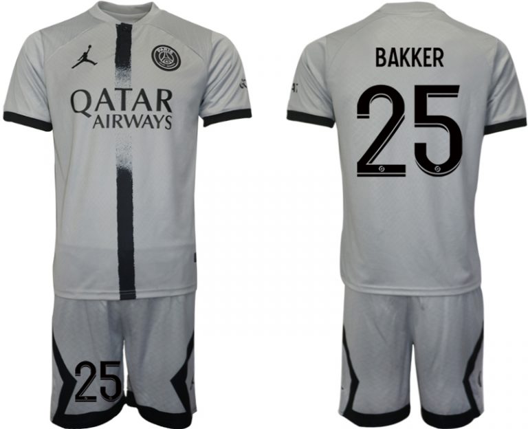 Fußballtrikot für Herren Paris Saint-Germain 22-23 Auswärtstrikot Graue BAKKER 25