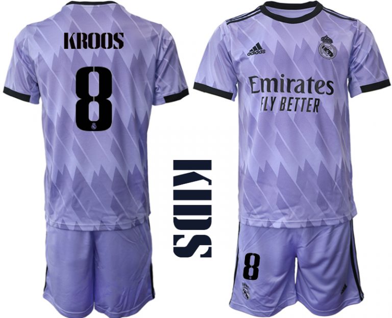 KROOS 8 Real Madrid Auswärtstrikot 2022/23 Trikot Away Lila für Kinder