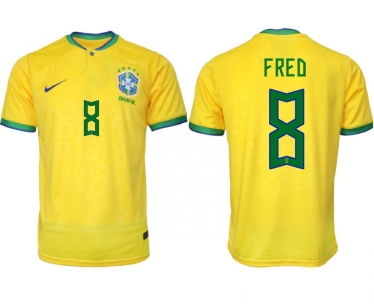 Brasilien FIFA WM Katar 2022 Heimtrikot gelb Kurzarm für Herren FRED 8