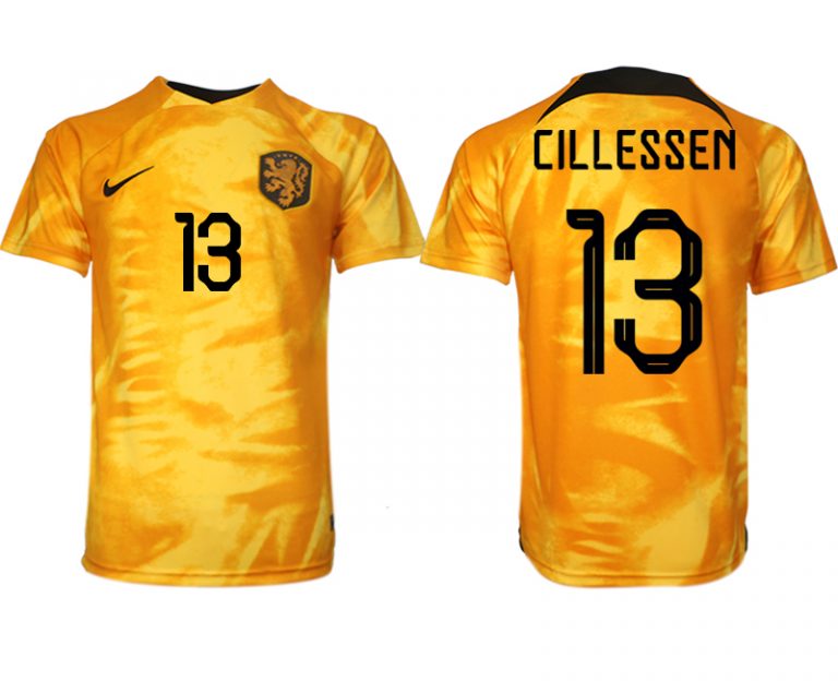 Herren Niederlande Heimtrikot WM 2022 Orange Fußballtrikot mit Aufdruck CILLESSEN 13