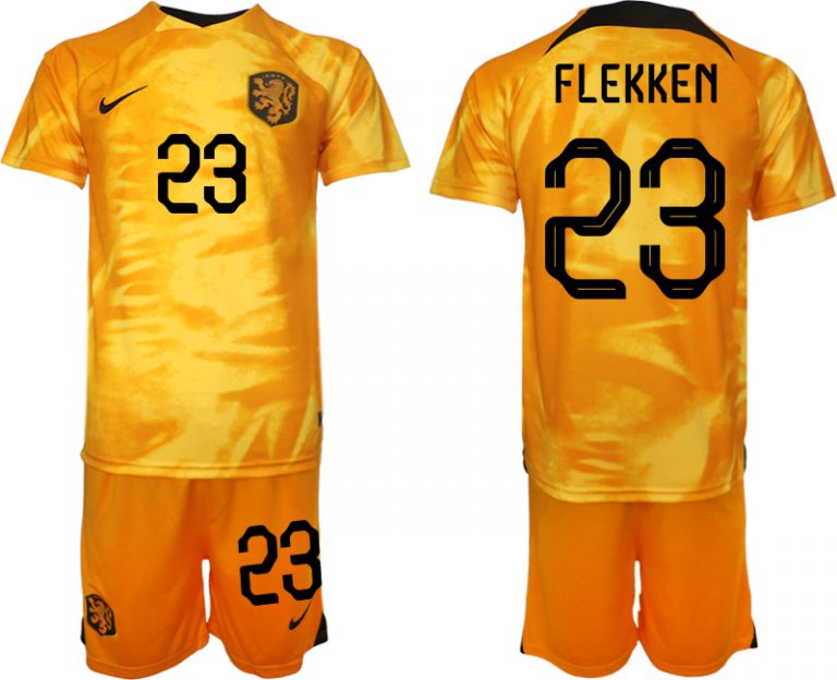 Neuen Fußballtrikot für Herren Niederlande Heimtrikot WM 2022 Orange FLEKKEN 23