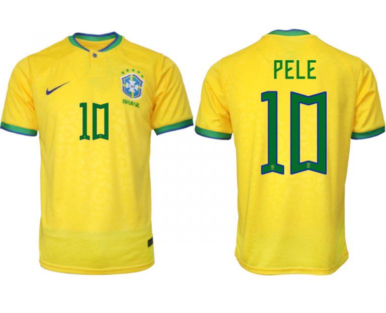 PELE #10 Brasilien FIFA WM Katar 2022 Heimtrikot gelb Kurzarm Fußballtrikot Herren Sale