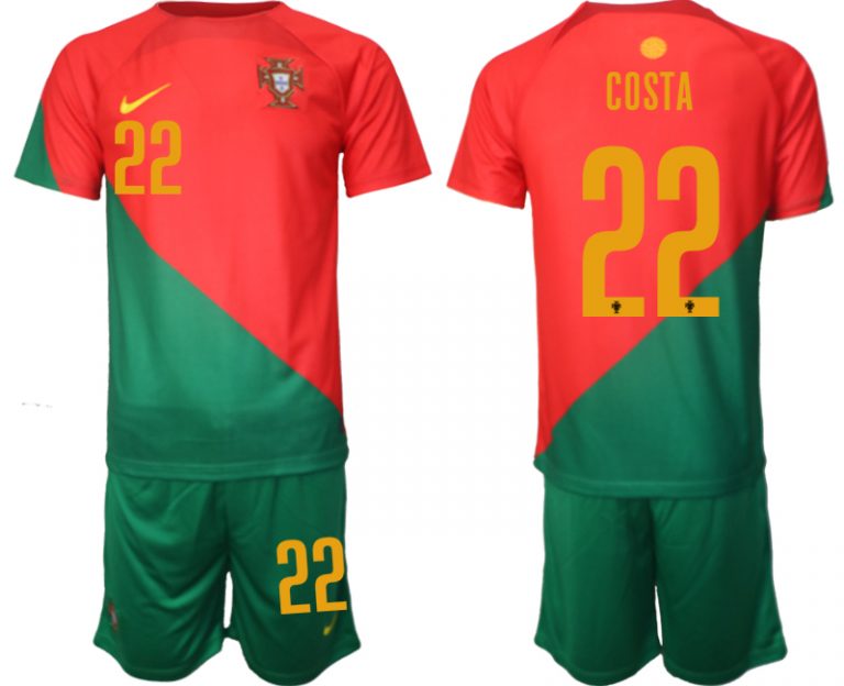 COSTA #22 Portugal 2022-2023 Heim Trikot für Herren Kurzarm + Kurze Hosen