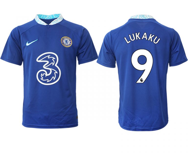 Fussballtrikots Günstig Herren Chelsea FC Heimtrikot 2022-23 blau Kurzarm LUKAKU 9