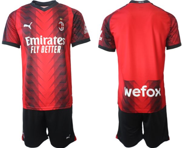 Fußballtrikot für Herren AC Milan Heimtrikot 2023-24 Trikotsatz