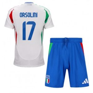 Kinder Trikotsatz Kit Italien Trikot EM 2024 Auswärtstrikot Riccardo Orsolini 17