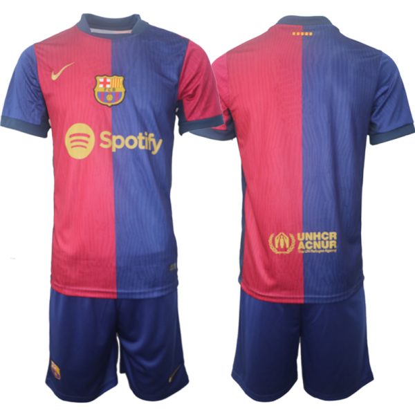 Herren FC Barcelona Heimtrikot 2024-25 Kurzarm + Kurze Hosen