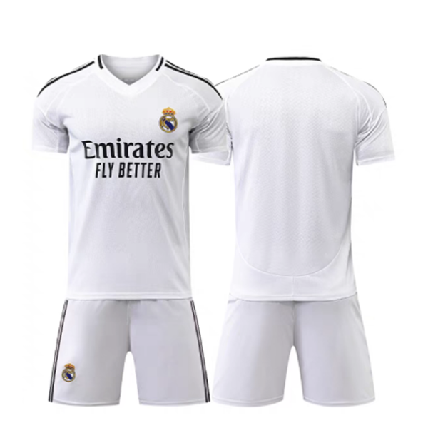 Herren Real Madrid 2024-25 Heimtrikot weiß Kurzarm + Kurze Hosen