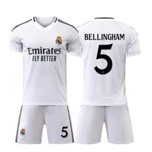 Real Madrid 2024-25 Heimtrikot weiß Kurzarm + Kurze Hosen Jude Bellingham 5