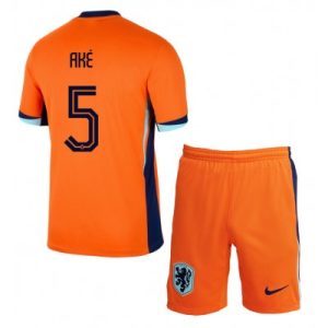 Neuenr Niederlande UEFA Euro 2024 orange Nathan Ake 5 Kinder Heimtrikot