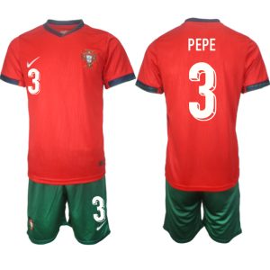 Neues Billige Trikotsätze Portugal trikot EM 2024 Heimtrikot Rot bestellen mit Aufdruck Pepe 3