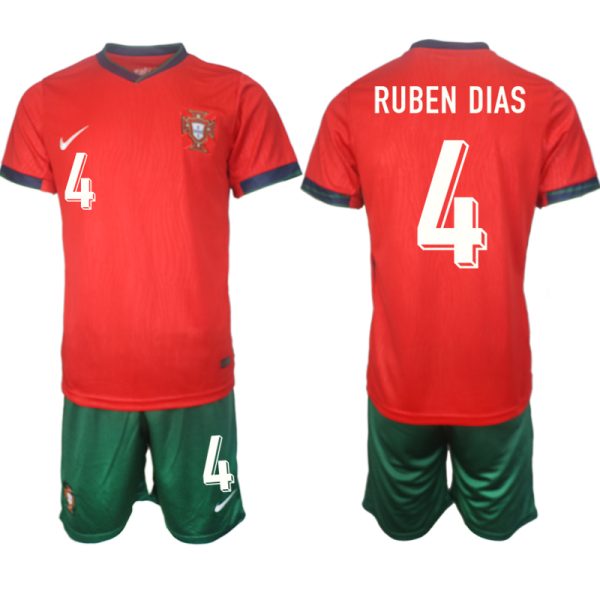 Neues Billige Trikotsätze Portugal trikot EM 2024 Heimtrikot Rot bestellen Ruben Dias 4